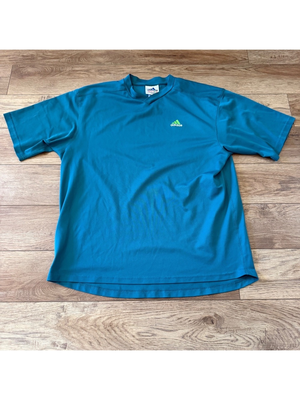VTG 90s Adidas Embroidered Logo Teal T-Shirt Mens XL